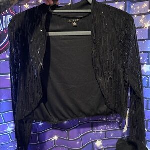NWT City Vibe Black Sequin cover up jacket- XL